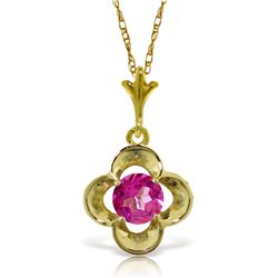 14k Solid Gold 0.55ct Pink Topaz Flower Necklace