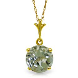 14k Solid Gold 1.15ct Green Amethyst Necklace