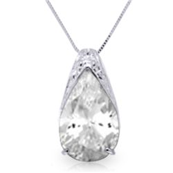 14k Solid Gold 5.0ct White Topaz Drop Necklace