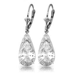 14k WHITE GOLD 10.0ct White Topaz Drop Earrings