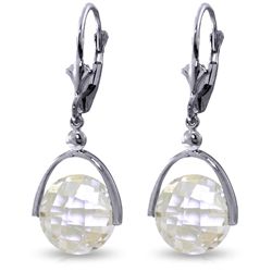 14k Solid Gold 7.50ct White Topaz Earrings