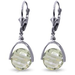 14k Solid Gold 6.50ct Green Amethyst Earrings