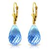 Image 1 : 14k Solid Gold 28.0ct Blue Topaz Dangle Earrings