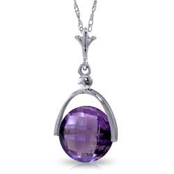 14k Solid Gold 3.25ct Checkerboard-cut Amethyst Necklace