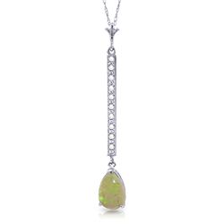 14k Solid Gold 0.77ct Opal & Diamond Necklace