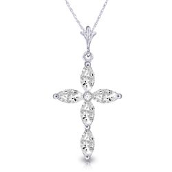 14k Solid Gold 1.08ct White Topaz & Diamond Necklace