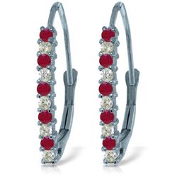 14k Solid Gold Ruby & Diamond Earrings