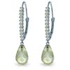 Image 1 : 14k Solid Gold Green Amethyst & Diamond Earrings