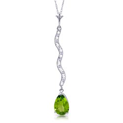 14k Solid Gold 1.75ct Peridot & Diamonds Necklace
