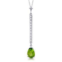 14k Solid Gold 1.75ct Peridot & Diamonds Necklace
