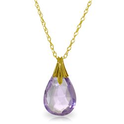 14k Solid Gold 3.0ct Amethyst Drop Necklace