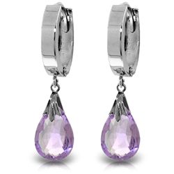 14k Solid Gold 6.0ct Amethyst Dangle Earrings