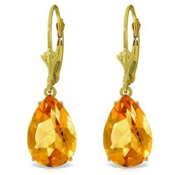 14k Solid Gold 10.0ct Citrine Drop Earrings