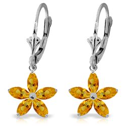 14k Solid Gold 2.80ct Citrine Flower Earrings