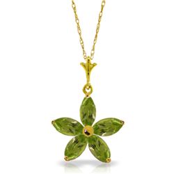 14k Solid Gold 1.40ct Peridot Flower Necklace