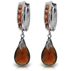 14K White Gold 6.0ct & .85ct Garnet Hoop Earring