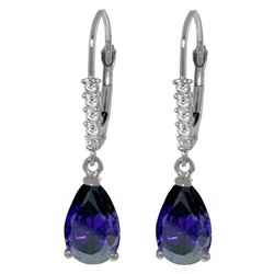 3.00ct Drop Sapphires with Diamond Earrings in 14k WG