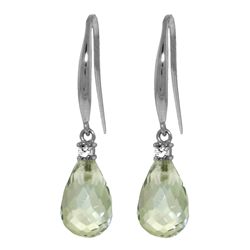 14K .10ct DIAMOND & 4.50ct GREEN AMETHYST EARRING