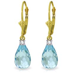 4.50ct Briolette Blue Topaz Earrings in 14k YG