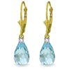 Image 1 : 4.50ct Briolette Blue Topaz Earrings in 14k YG