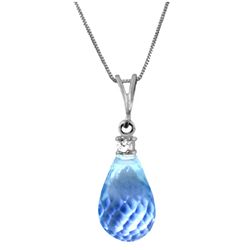 2.25ct Briolette Blue Topaz Necklace in 14k WHITE GOLD