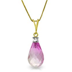 14k Yellow Gold 2.25ct Pink Topaz & Diamond Necklace