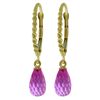 Image 1 : 14k YG 3.00ct Rope Leverback Earrings with Pink Topaz