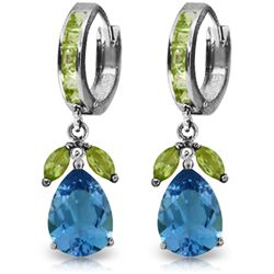 14K White Gold 12.0ct Blue Topaz & Peridots Earring