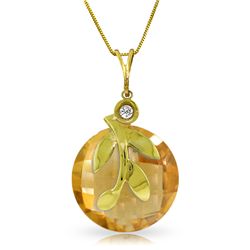 14k Yellow Gold 5.30ct Citrine Necklace with Diamond