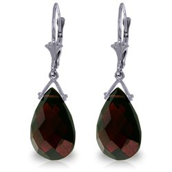 14K White Gold 10.2ct Briolette Garnet Leverback Earring