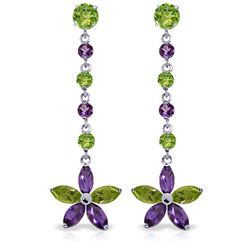 14k Solid Gold Peridot & Amethyst Earrings