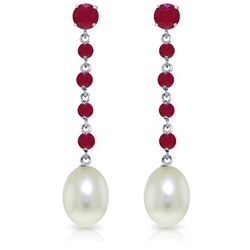 14k Gold Ruby and 8.00ct Pearl Chandelier Earrings