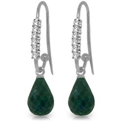 14K White Gold 17.60ct Emerald & Diamond Hook Earring