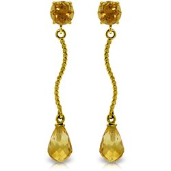 14K YG 3.00ct BRIOLETTE CITRINE DANGLINGS EARRING