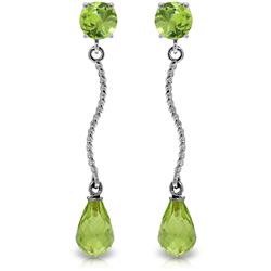 14K White Gold 3.0ct & 1.3ct Peridot Dangling Earring