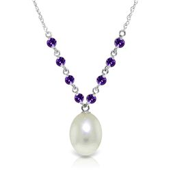 14k White Gold Amethyst & Pearl Necklace