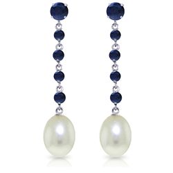 14k Solid Gold Sapphire & Pearl Earrings