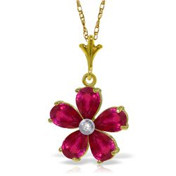 14k YG 2.20ct Ruby & Diamond Flower Necklace
