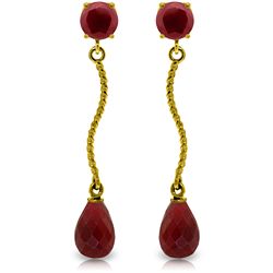 14k Solid Gold Ruby Drop Dangle Earrings