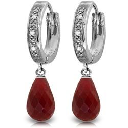 14k WG 6.60ct Ruby & Diamond Hoop Earrings