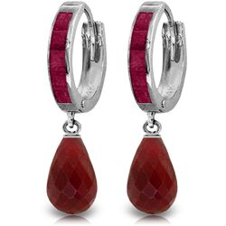 14K White Gold 6.6ct Ruby & Diamond Hoop Earring