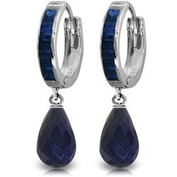 14K White Gold 6.6ct Sapphire & Diamond Hoop Earring