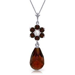 14K White Gold 2.25ct Garnet&Diamond Flower Necklace