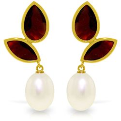 14K YG 5.00ct PEARL & GARNET CHANDELIERS EARRING