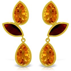 14k YG Alluring 3.00ct Garnet & 10.00ct Citrine Earrings