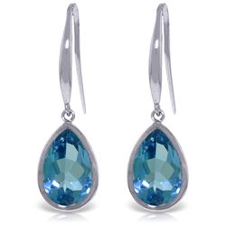 14k Gold Blue Topaz Teardrop Fish Hook Earrings