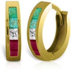 14k Solid Gold Multi Gemstone Earrings