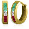 Image 1 : 14k Solid Gold Multi Gemstone Earrings