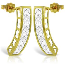 14k Solid Gold 4.50ct White Topaz Earrings