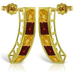 14k Solid Gold Citrine & Garnet Earrings